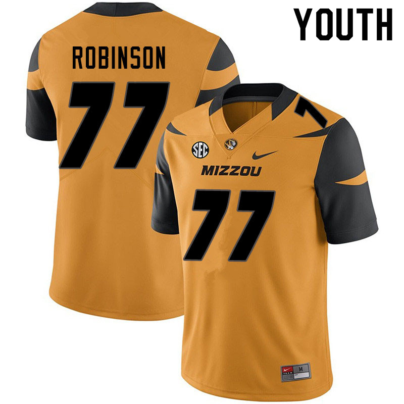 Youth #77 Thalen Robinson Missouri Tigers College Football Jerseys Sale-Yellow